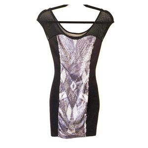 Black Material Girl Dress with Silver Sequins
